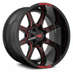 Moto Metal MO970 Gloss Black W/ Red Milled Spokes 20x10 -18